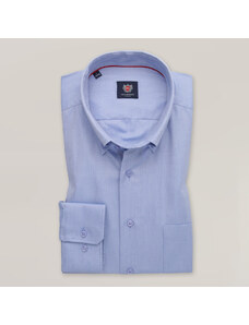 Willsoor Camisa Slim Fit Color Azul Con Estampado Liso Para Hombre 15379