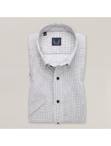 Willsoor Camisa Slim Fit Color Blanco Con Patrón De Cuadros Para Hombre 15383