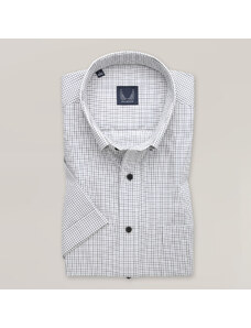 Willsoor Camisa clásica para hombre en color blanco con estampado de cuadros 15384