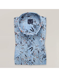 Willsoor Camisa clásica para hombre en color azul con estampado floral 15387