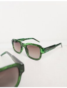 Gafas de sol verdes cuadradas con efecto marmoleado transparente para festivales Halo de A.Kjaerbede