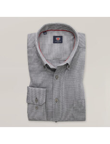 Willsoor Camisa clásica gris para hombre con sutil estampado 15401