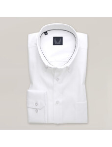 Willsoor Camisa blanca clásica para hombre con sutil estampado 15403