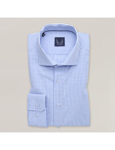 Willsoor Camisa Slim Fit Color Azul Claro Con Patrón De Cuadros Para Hombre 15410