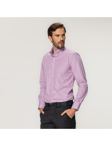 Willsoor Camisa Slim Fit Color Rosa Con Patrón De Rayas Para Hombre 15174