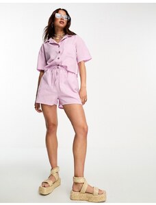 Pantalones playeros cortos lilas de lino exclusivos de Esmée (parte de un conjunto)-Morado