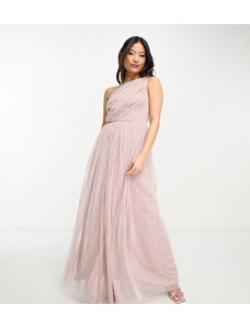 Anaya Petite Vestido de dama de honor largo rosa con diseño asimétrico de tul de Anaya
