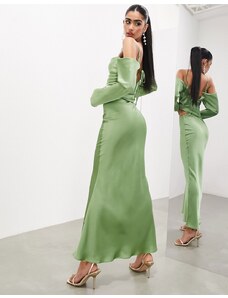 Falda midi verde cortada al bies de ASOS Edition