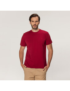 Willsoor Camisa tipo polo para hombre en color borgoña con estampado liso 15313
