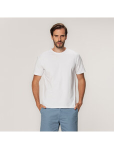 Willsoor Camisa tipo polo para hombre en color blanco con estampado liso 15314
