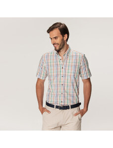 Willsoor Camisa clásica para hombre con cuadros de colores 15281
