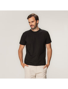 Willsoor Camisa tipo polo para hombre en color negro con estampado liso 15312