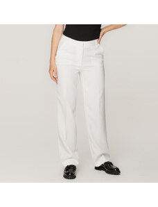 Willsoor Pantalon formal para mujer en color blanco con un estampado liso 15364