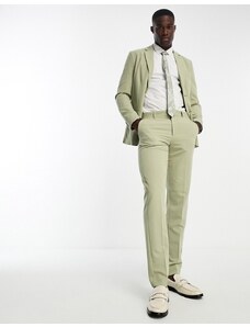 Pantalones de traje color oliva polvoriento de corte slim de Only & Sons-Verde