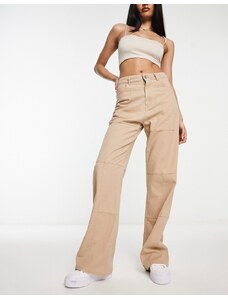 Pantalones color crema entallados de talle alto con detalle de costuras estilo años 90 de Bailey Rose-Blanco