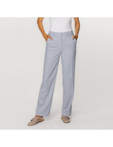 Willsoor Pantalones formales para mujer azul claro con un estampado liso 15397