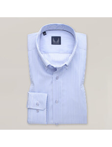 Willsoor Camisa Slim Fit Con Patrón De Rayas Color Azul y Blanco Para Hombre 15485