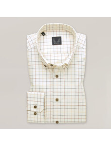 Willsoor Camisa Slim Fit Color Beige Con Patrón De Cuadros Para Hombre 15505
