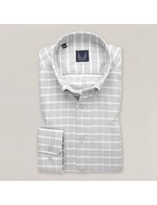Willsoor Camisa Slim Fit Color Gris Con Patrón De Cuadros Color Blanco Para Hombre 15503