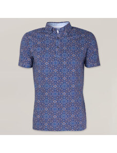 Willsoor Camiseta Polo Manga Corta Color Azul Con Patrón Geométrico Para Hombre 15515