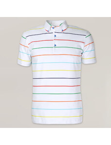Willsoor Camiseta Polo Color Blanco Con Patrón de Rayas Para Hombre 15517