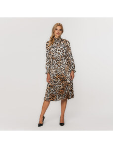 Willsoor Vestido Plisado Con Estampado De Leopardo Para Mujer 15522