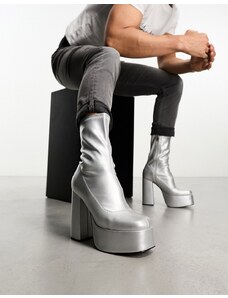 Koi Footwear Botines plateado metalizado de tacón con plataforma de KOI