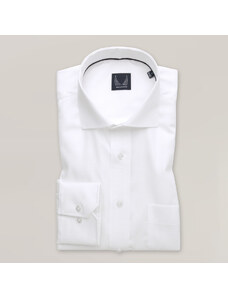 Willsoor Camisa Clásica Color Blanco con Cuello Italiano Para Hombre 15554