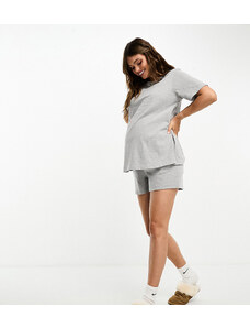 ASOS Maternity Pantalones cortos de pijama color gris jaspeado de algodón Mix & Match de ASOS DESIGN Maternity