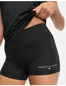 Pantalones cortos de 3" negros de mezcla de poliéster de Pink Soda Sport Essentials-Black