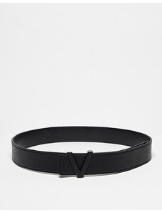 Valentino Bags Cinturón negro con logo en "V" del mismo tono Amaretto de Valentino