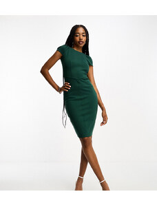 Vestido de tubo verde esmeralda con detalle estilo corsé y hombros abullonados de Closet London Tall