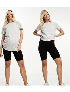 Pack de 2 leggings cortos negros sin costuras con banda por encima del vientre de Vero Moda Maternity
