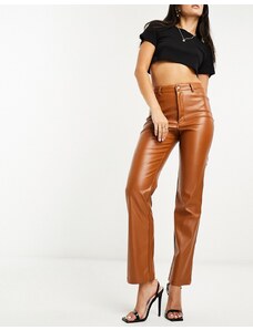 Pantalones color tostado de poliuretano de Bardot-Brown
