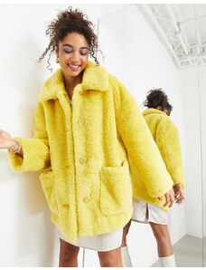 Chaqueta extragrande amarilla de tejido estilo peluche de ASOS Edition-Amarillo