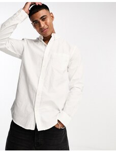 Camisa Oxford blanca abotonada de corte slim de Only & Sons-Blanco