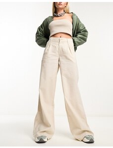 Pantalones beis de pernera ancha de mezcla de lino de Urban Classics-Beis neutro