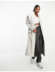 Abrigo de vestir largo gris de tejido efecto lana de 4th & Reckless