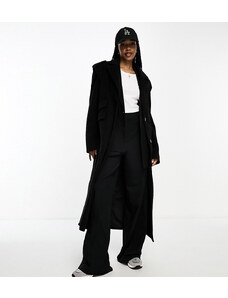 Abrigo de vestir largo negro de tejido efecto lana exclusivo de 4th & Reckless Tall