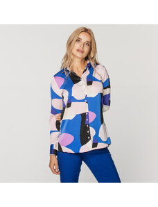 Willsoor Camisa de Satén Fluido con un Distintivo Patrón Geométrico Para Mujer 15591