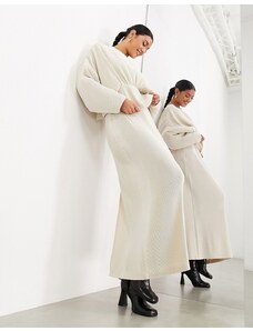 Falda larga color piedra plisada de ASOS EDITION-Beis neutro