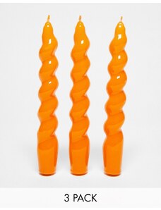 MAEGAN Pack de 3 velas naranjas con diseño ahusado en espiral de MAEGEN-Sin color