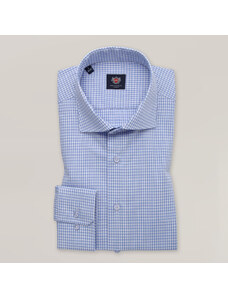 Willsoor Camisa Slim Fit Con Patrón de Cuadros Pequeños en Color Azul Para Hombre 15605