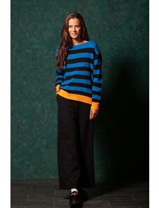 Suéter rayas azul y negro escote collar Lolitasyl
