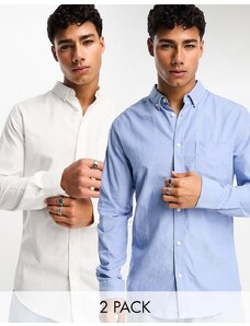 Pack de 2 camisas Oxford de color blanco y azul de Only & Sons-Multicolor