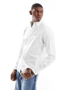 Camisa Oxford blanca de corte slim con logo de GANT-Blanco
