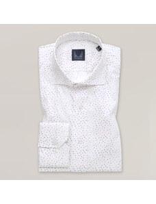 Willsoor Camisa Slim Fit Color Blanco con Fino Estampado Multicolor Para Hombre 15623