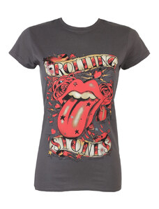 Camiseta mujer Rolling Stones - Tongue & Stars - Carbón - ROCK OFF - RSTEE15LC