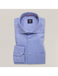 Willsoor Camisa Clásica Color azul Con Patrón de Rayas Finas Para Hombre 15636