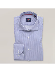 Willsoor Camisa Slim Fit Con Patrón de Rayas Color Azul y Blanco Para Hombre 15631
